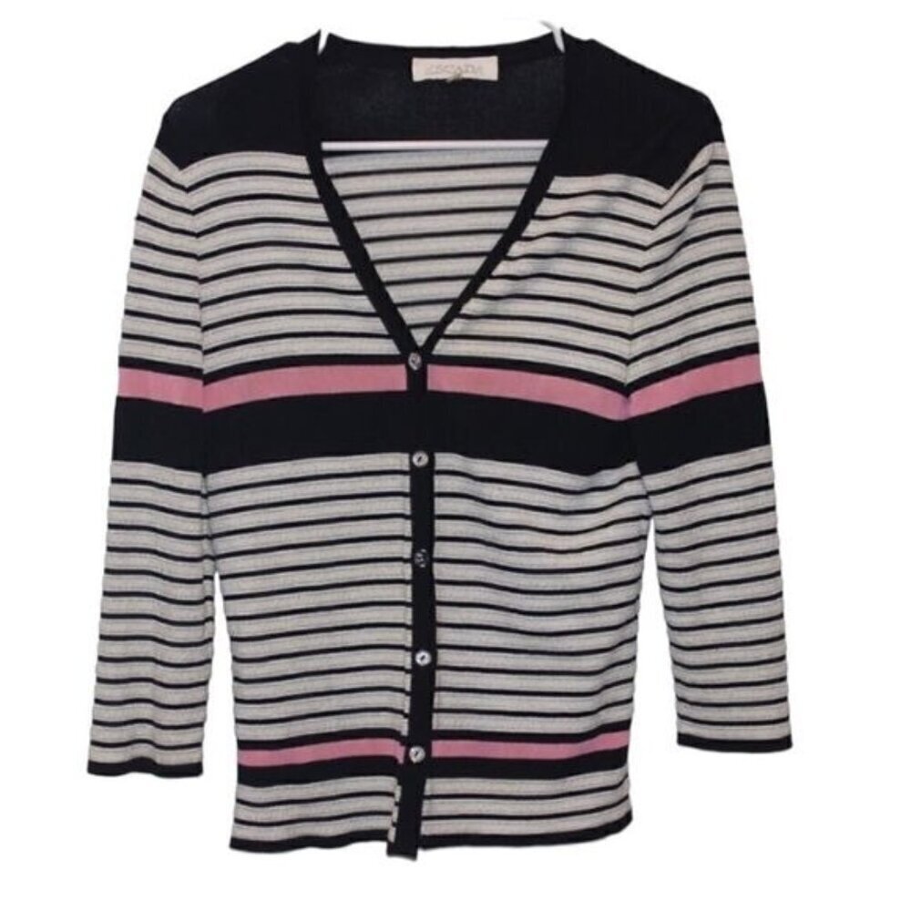 Escada Striped Cardigan Sweater Women Size 34 (2 USA)